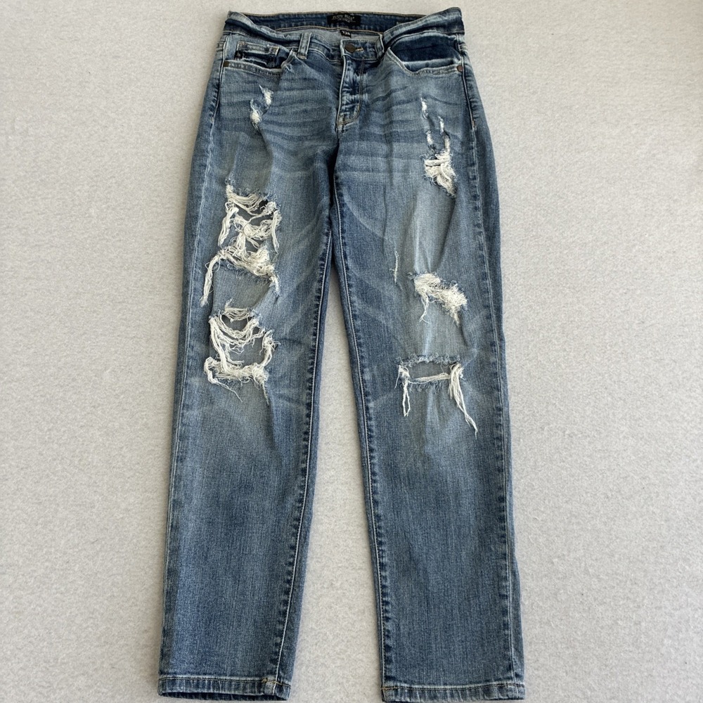 Judy Blue Boyfriend Fit Distressed Jeans Light Wash Denim Size 7/28 Boho Casual